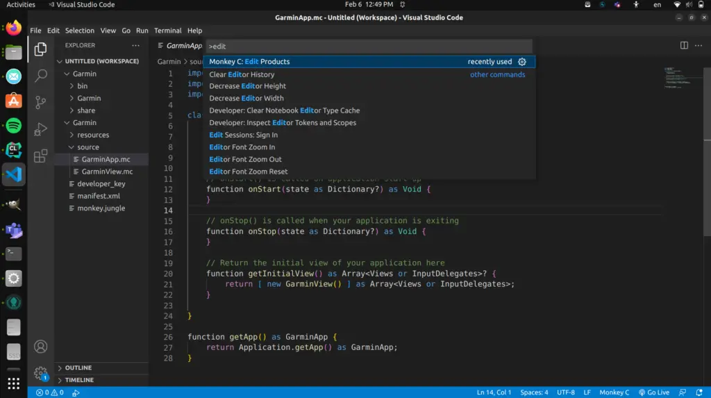 VSCode Command Prompt open