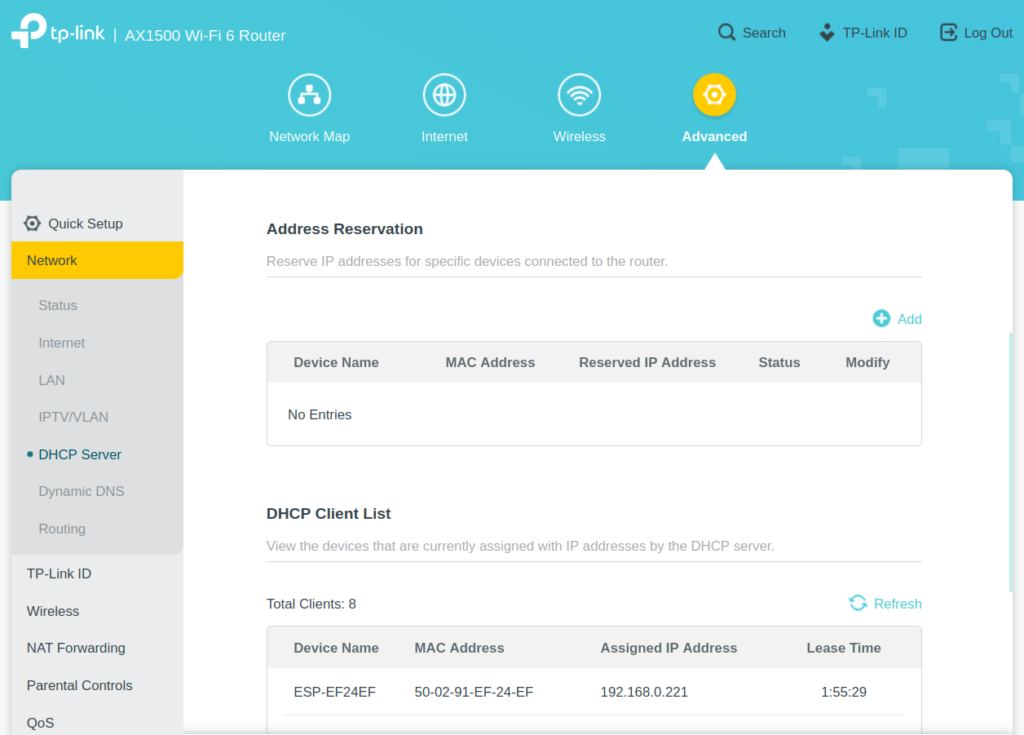 Advanced setting in TP-Link router