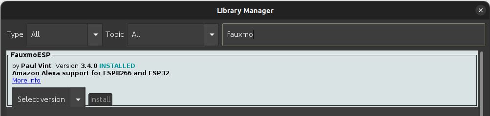 The library manager in Arduino IDE