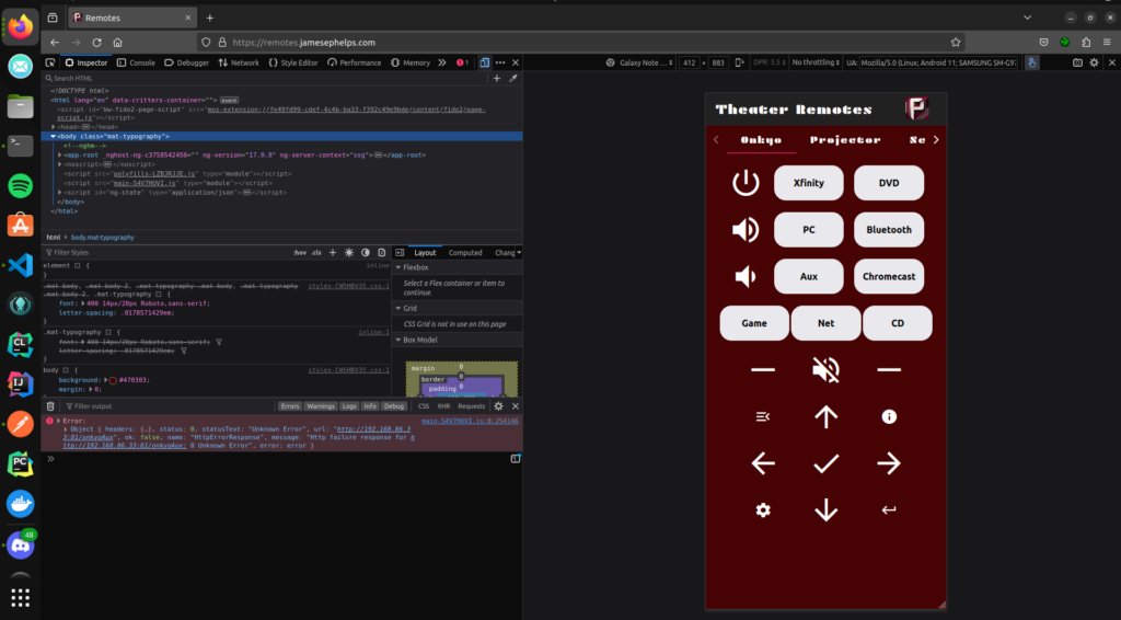 Webapp in a browser