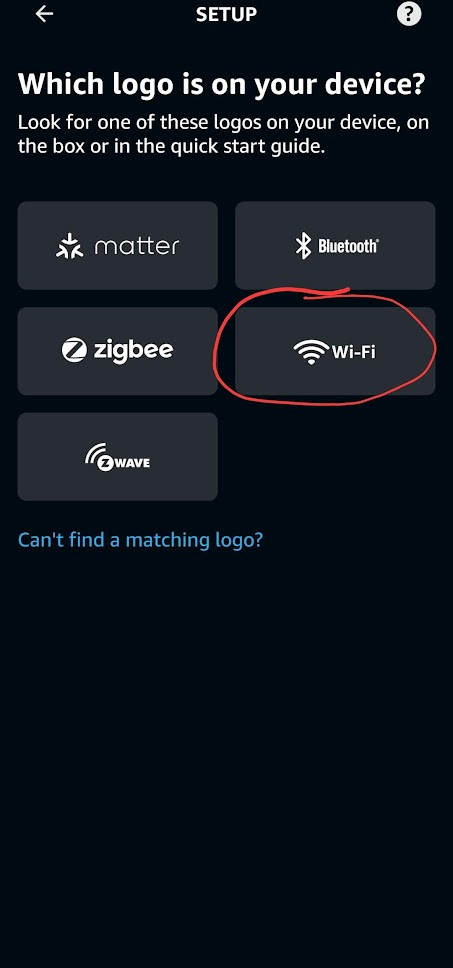The alexa app with wifi logo circled