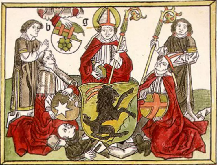 A depiction of Bishop Henri (Missale Aboense, the first book ever printed for Finland for usage in Mass)